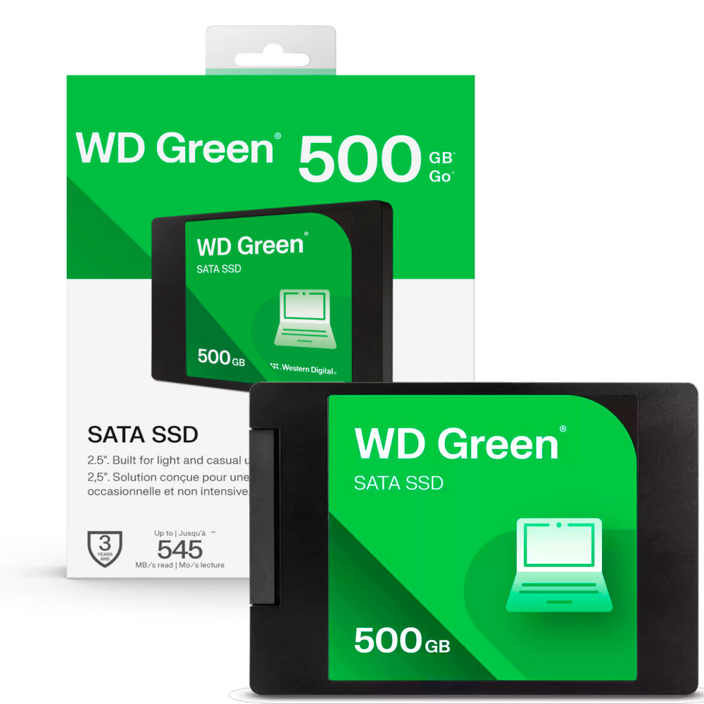 SSD WD Green 500GB 2.5" SATA III 6Gb/s, 7mm, Leitura até 545MB/s, 3D NAND, WDS500G5G0A