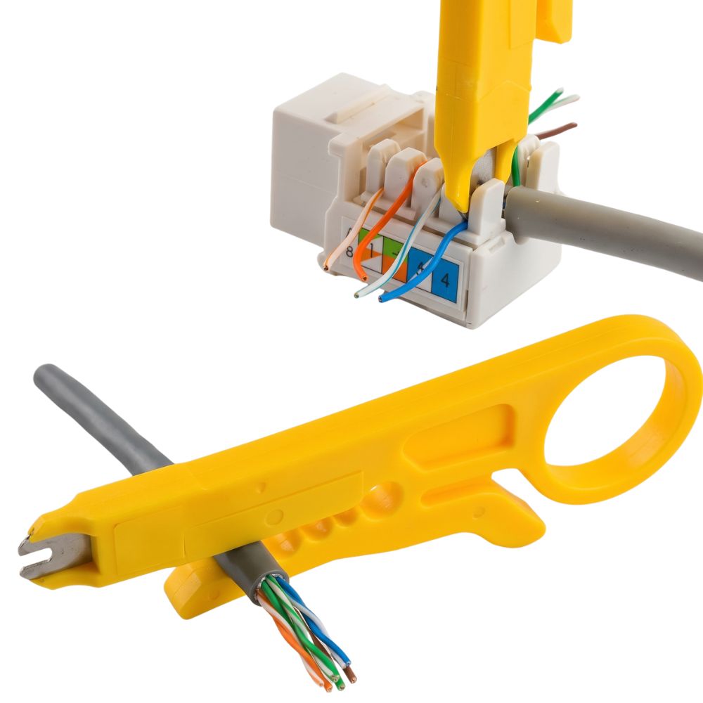 Alicate Multifuncional Para Cabos De Rede RJ45 Descascador E Inseridor Keystone Punch Down