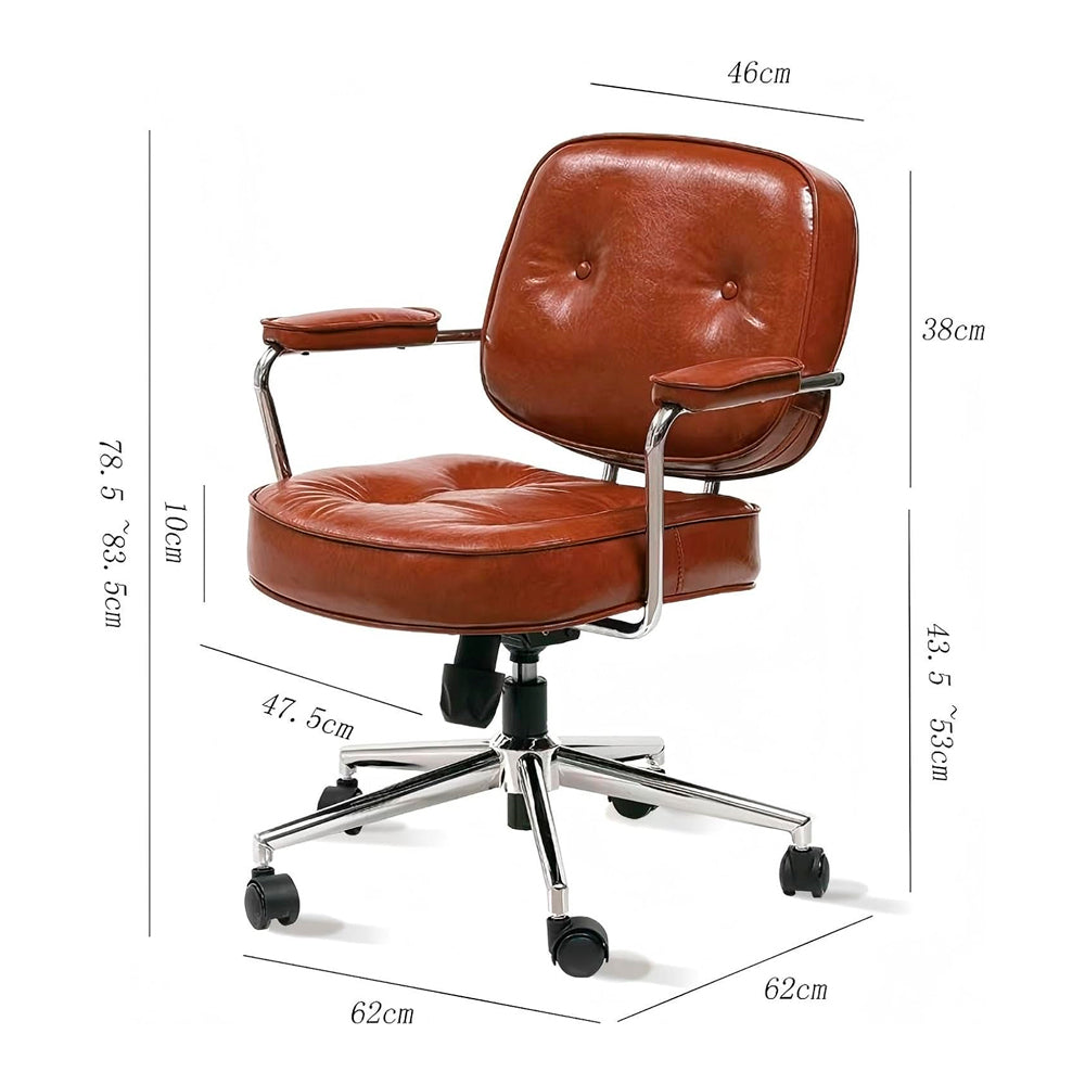 Cadeira Giratória Luxuosa Diretor De Alto Luxo Lazer, Retrô Design Confortável - Marrom