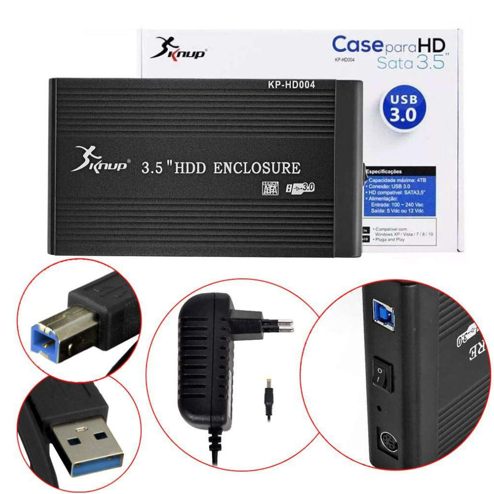 Gaveta Externa Case para HD Sata 3.5 Polegadas Usb 3.0 KNUP - KP-HD004