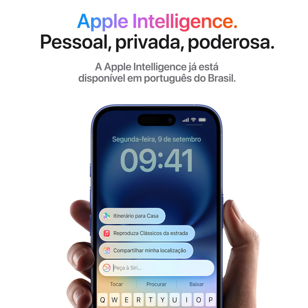 Iphone 16 Apple iOS 128Gb Tela 6,1'' Câmera de 48MP Com Cabo de Recarga USB-C, (MYE93BR/A) Branco