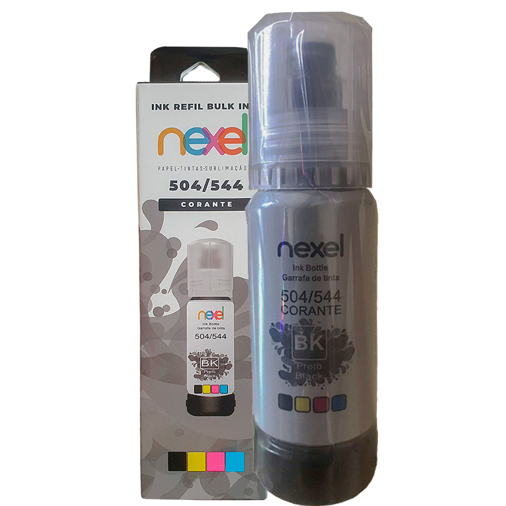Tinta Refil Bulk Ink Compativel Epson Corante 70Ml Preto -504/ 544 Nexel Para Ecotank L3150 / L3110 / L5190 / L3250