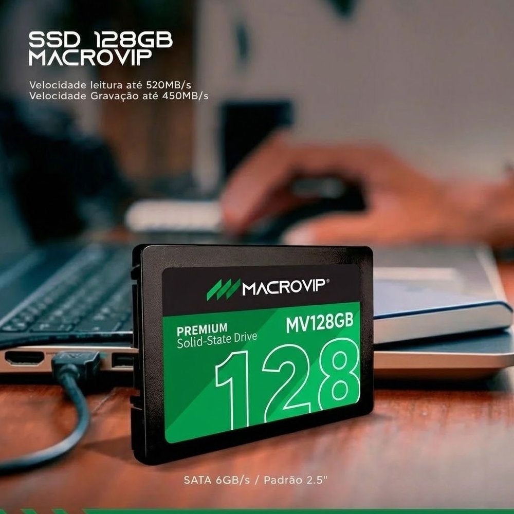 SSD Macrovip Premium 128GB SATA III 6Gb/s 2.5" Leitura 510 Mb/s Gravação 450 Mb/s - MV128GB