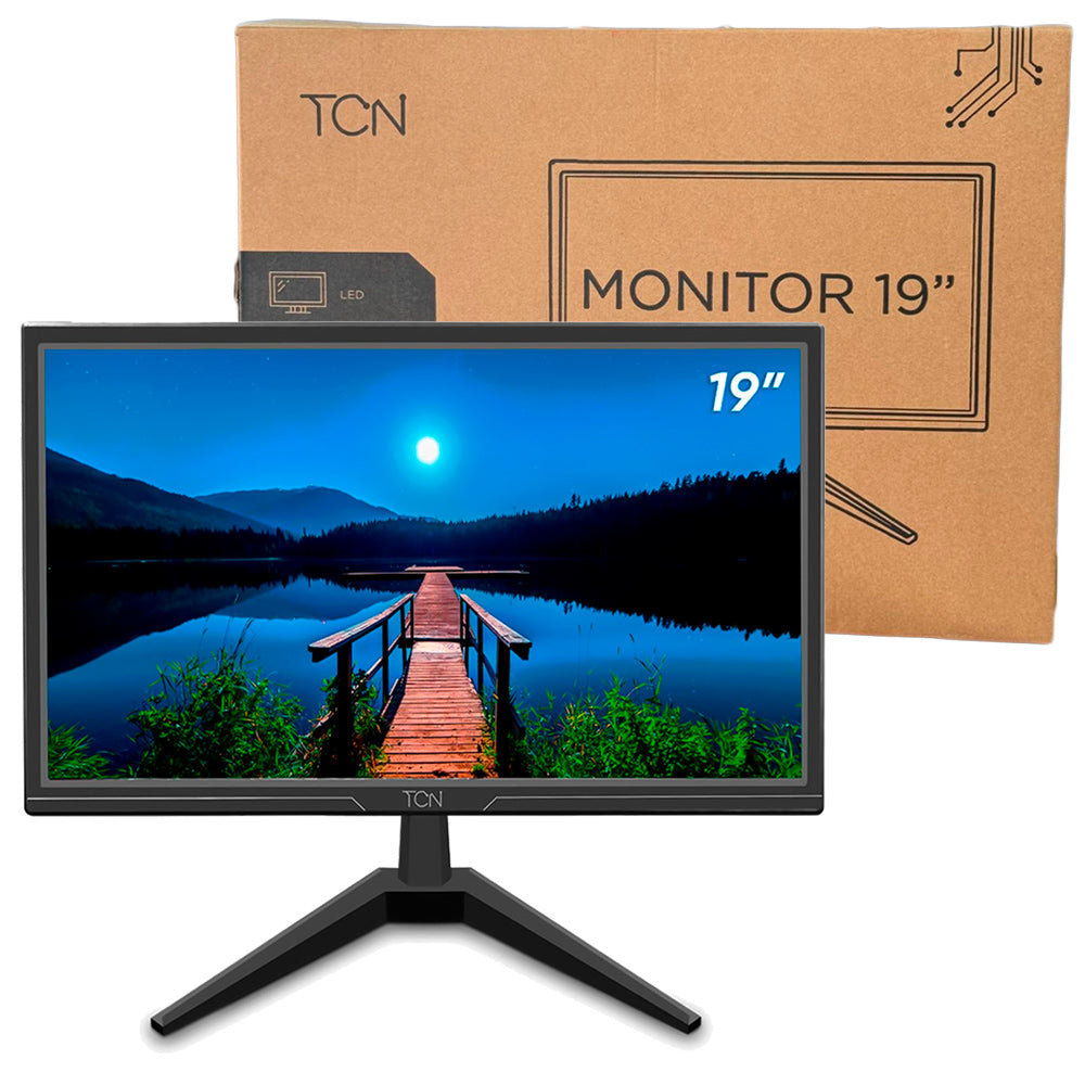 Monitor LED 19" HD Office, 60Hz, 5ms, Porta HDMI e VGA, com Inclinação, Painel TN, TCN - Preto