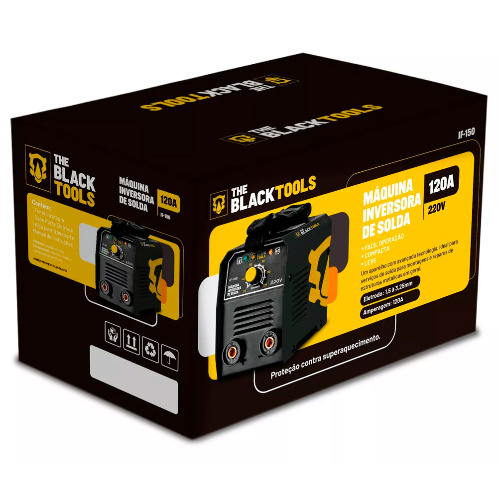 Máquina De Solda Elétrica Inversora 120A, MMA Eletrodo, The Black Tools IF-150, 220V, Com Visor Digital