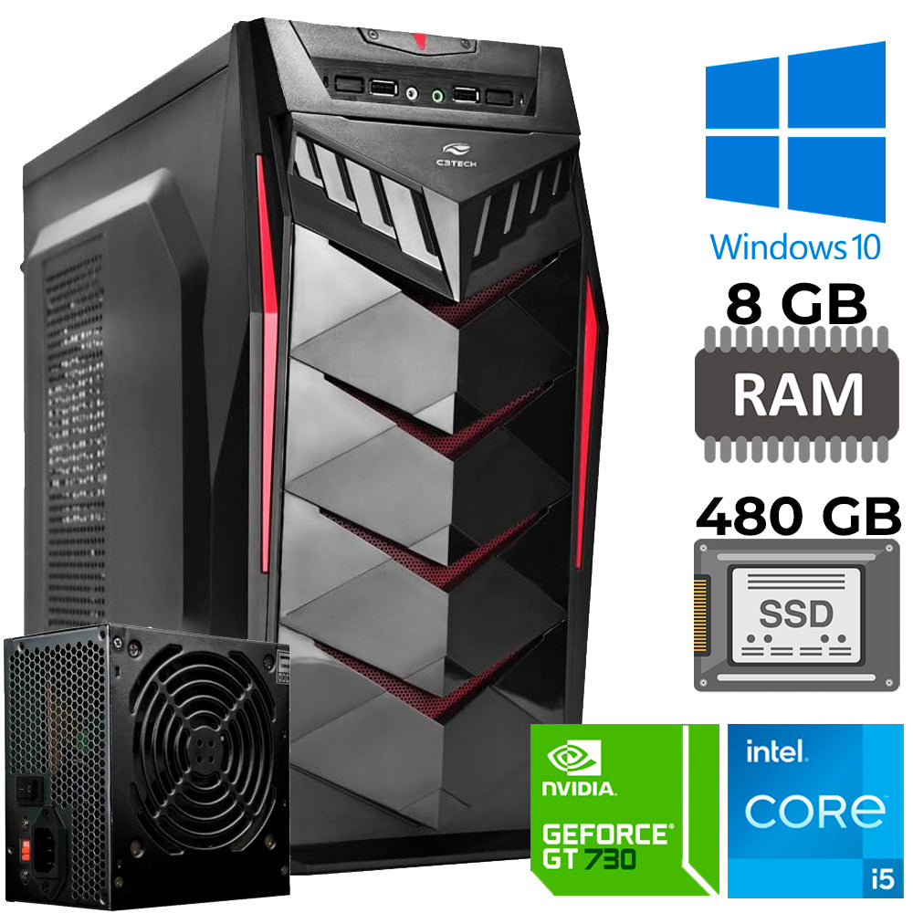 Computador Gamer Core i5-3570- HD SSD 480GB -Memória 8GB -Placa Vídeo GT730-2GB -500W Com Monitor 18,5 Teclado e Mouse