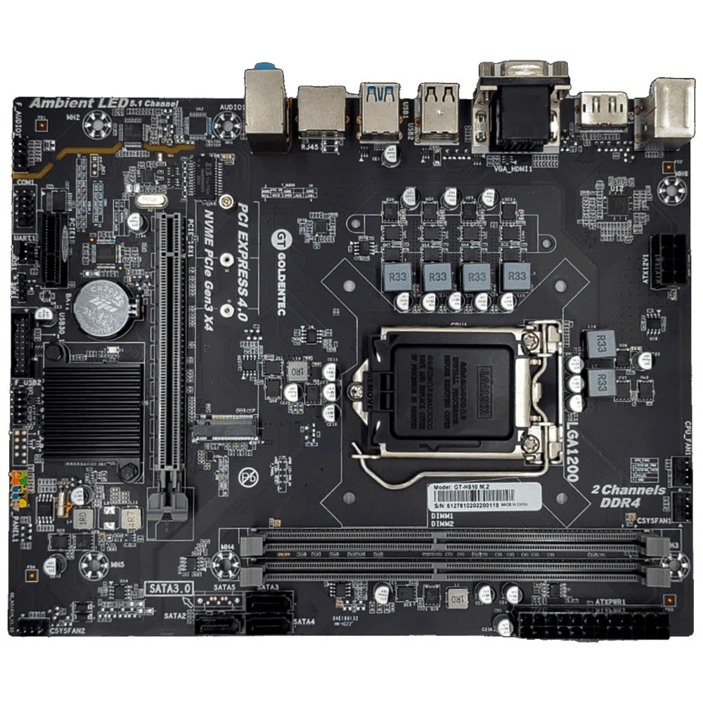 Placa Mãe GT H510 M.2- Soquete 1200 - DDR4 - Dual-Channel Até 64GB - Com Slot Para SSD M.2 NVMe - Rede Gigabit