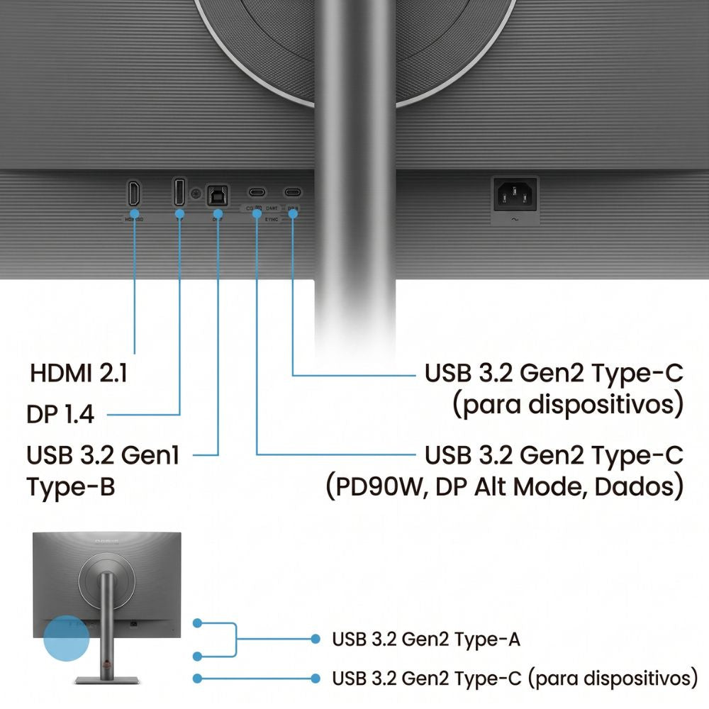 Monitor BenQ RD280U 28,2” 4K+ 3840x2560 IPS USB-C para Programadores e Desenvolvedores Preto