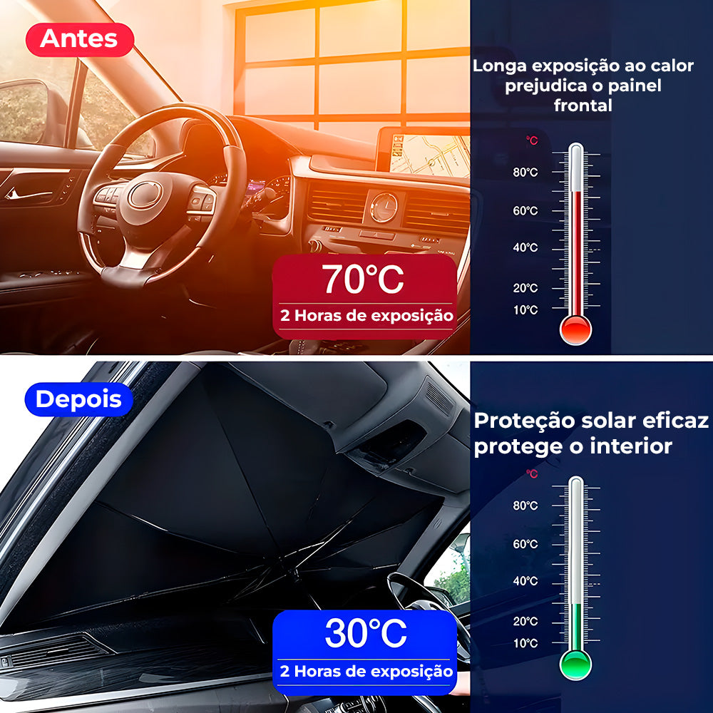 Cobertura Guarda Sol de Carro, Para-Brisa, Dobrável, Proteção UV, Preto