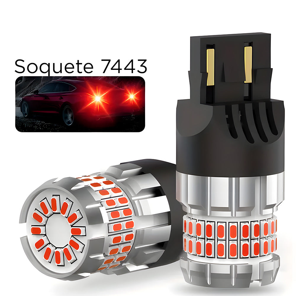 Kit Lâmpada LED CANbus, Para Lanterna Traseira do Carro, Soquete 7443, Luz Vermelha, Lupu Auto