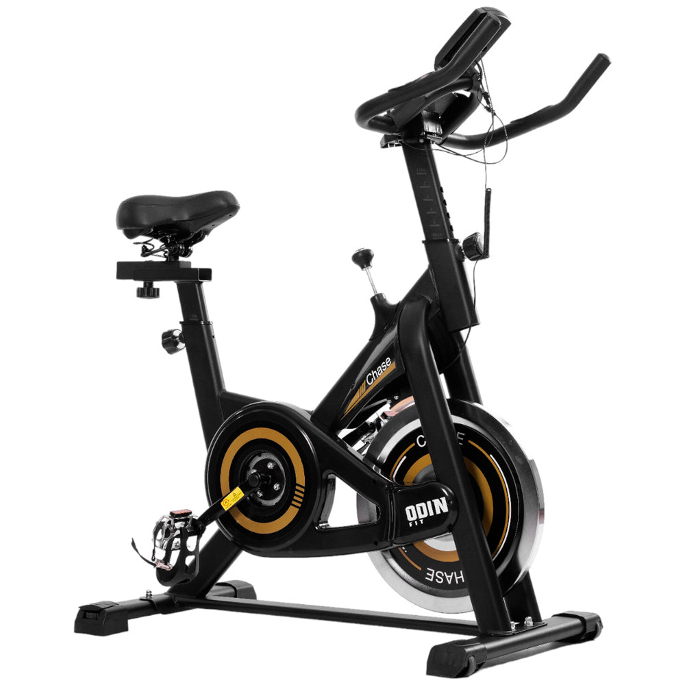 Bicicleta Ergométrica Odin Fit Chase para Spinning, Roda de Inércia 5kg, Mecânica Silenciosa - Preta