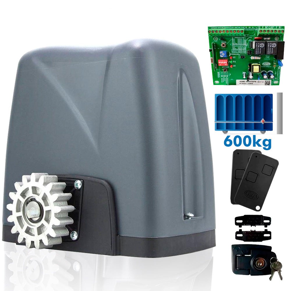 Conjunto Motor De Portão Rossi DZ Nano 36 Turbo Suporta Até 600KG 220V, Com Cremalheiras