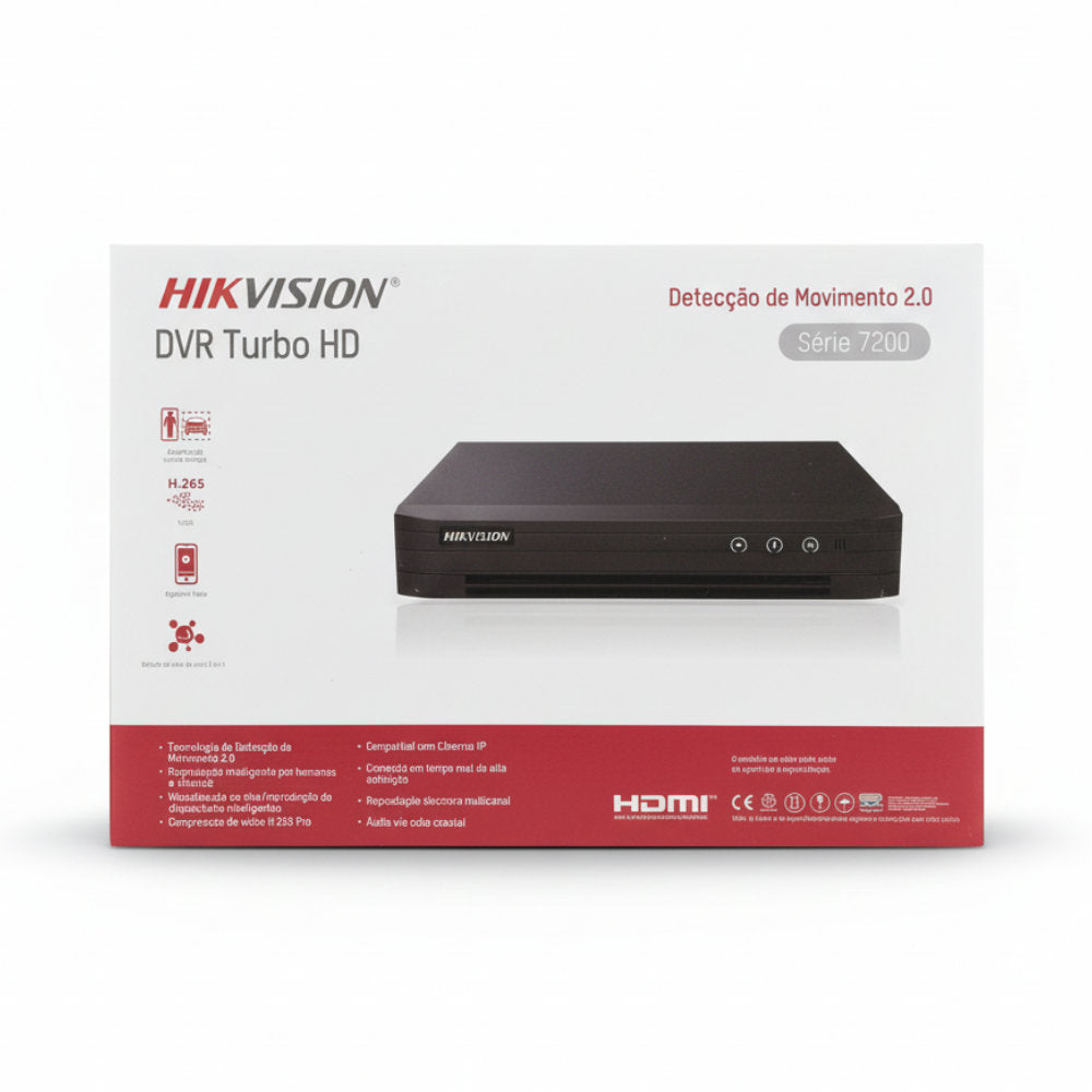 Gravador Digital 8 Canais Turbo Hikvision HD DVR 7200 Series H.265 1080P HDMI DS-7208HGHI-M1
