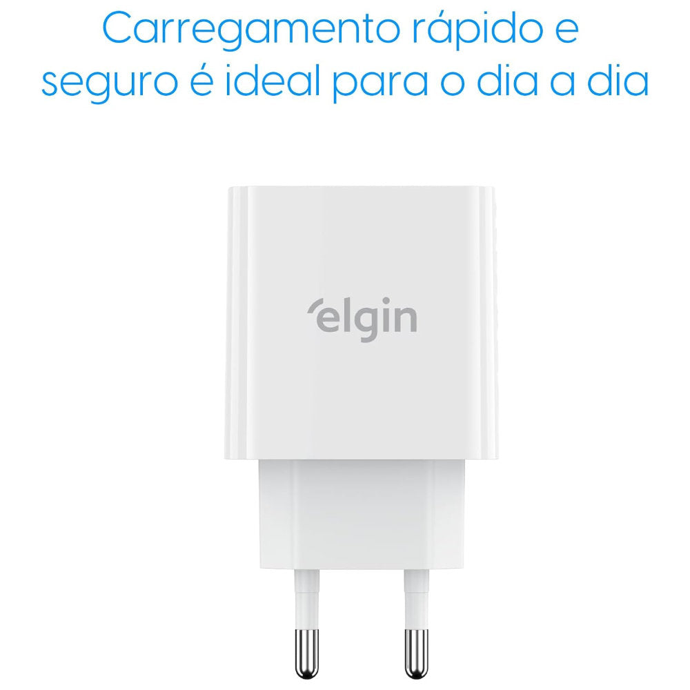 Carregador USB Elgin 2 Saídas, 1xUSB-A e 1xUSB-C, 20W, 46RCT2USBTPC, Branco