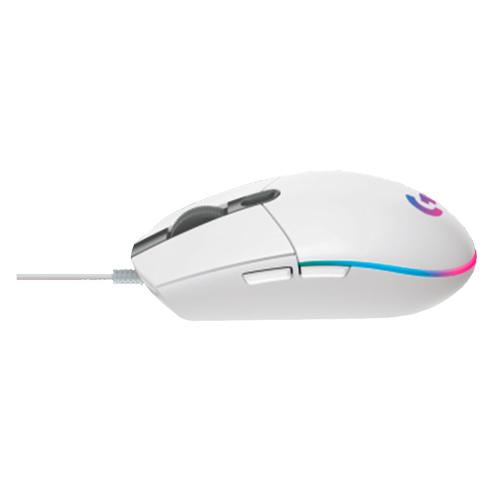 Mouse Gamer Logitech G203 LIGHTSYNC RGB, Efeito de Ondas de Cores, 6 Botões Programáveis e Até 8.000 DPI, Branco - 910-0