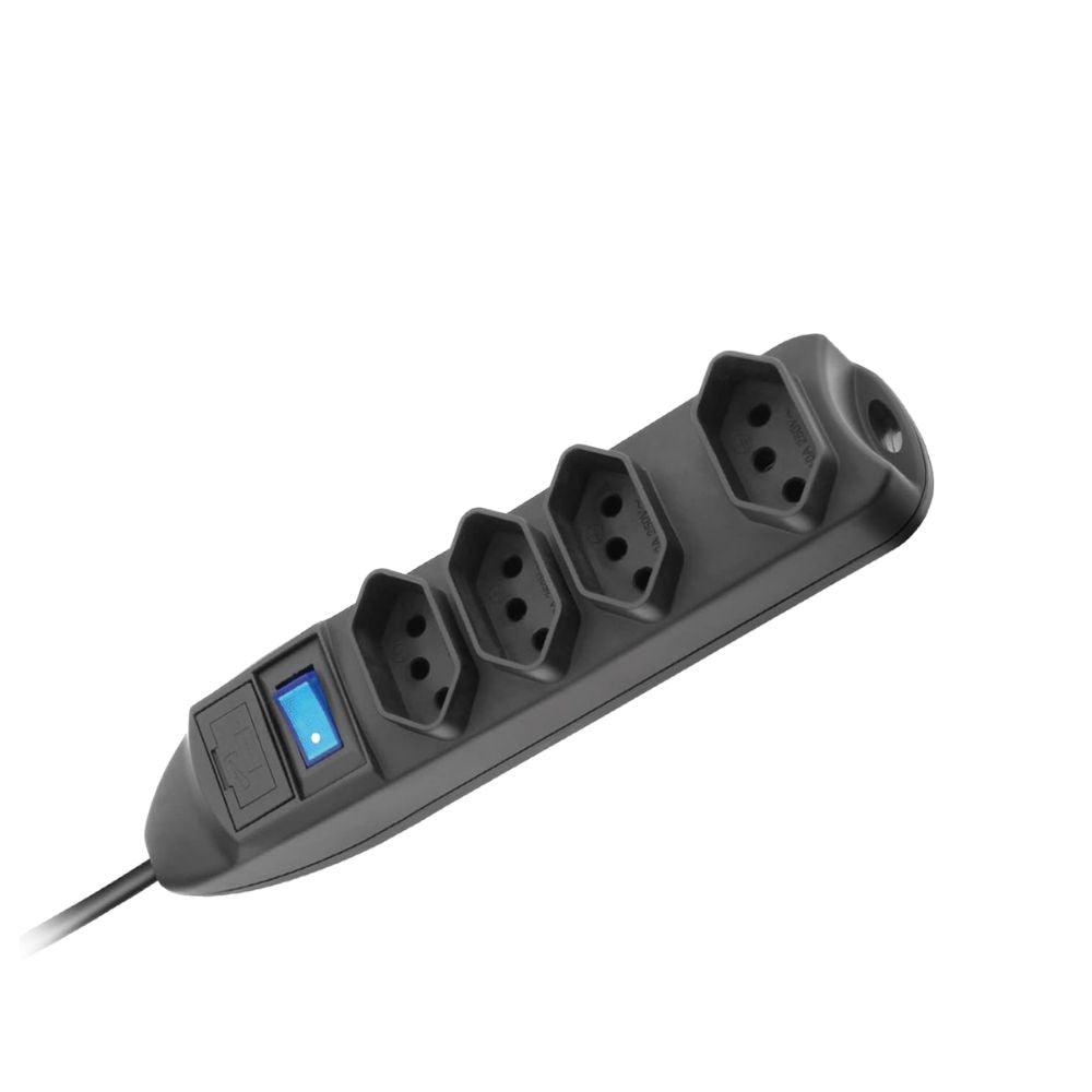 Protetor de Linha Elgin 4 Entradas 10A 2P + T, 110V/220V, Cabo 1,5 Metro, Preto (46RFL3040000)