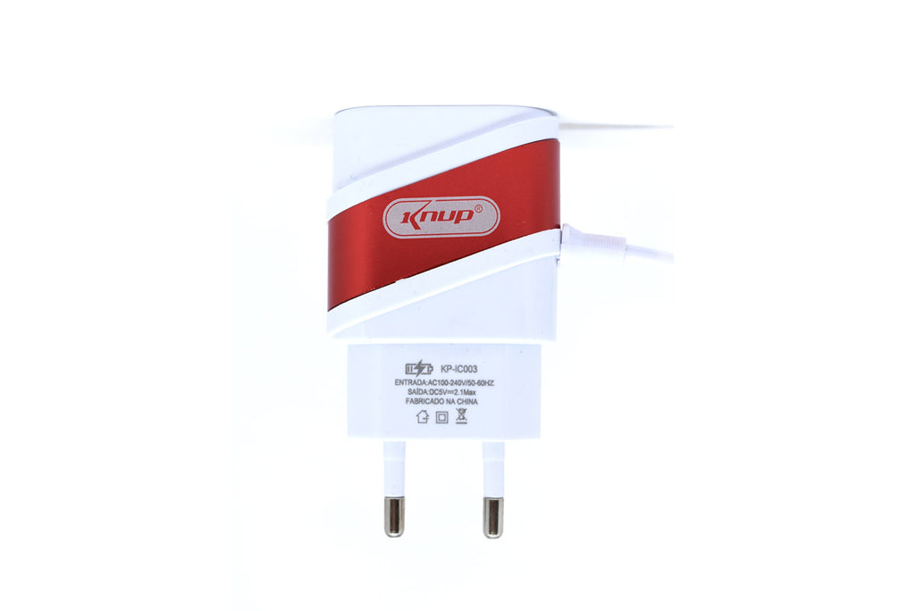 Carregador De Celular 2.1A Knup KP-IC003+ Vermelho