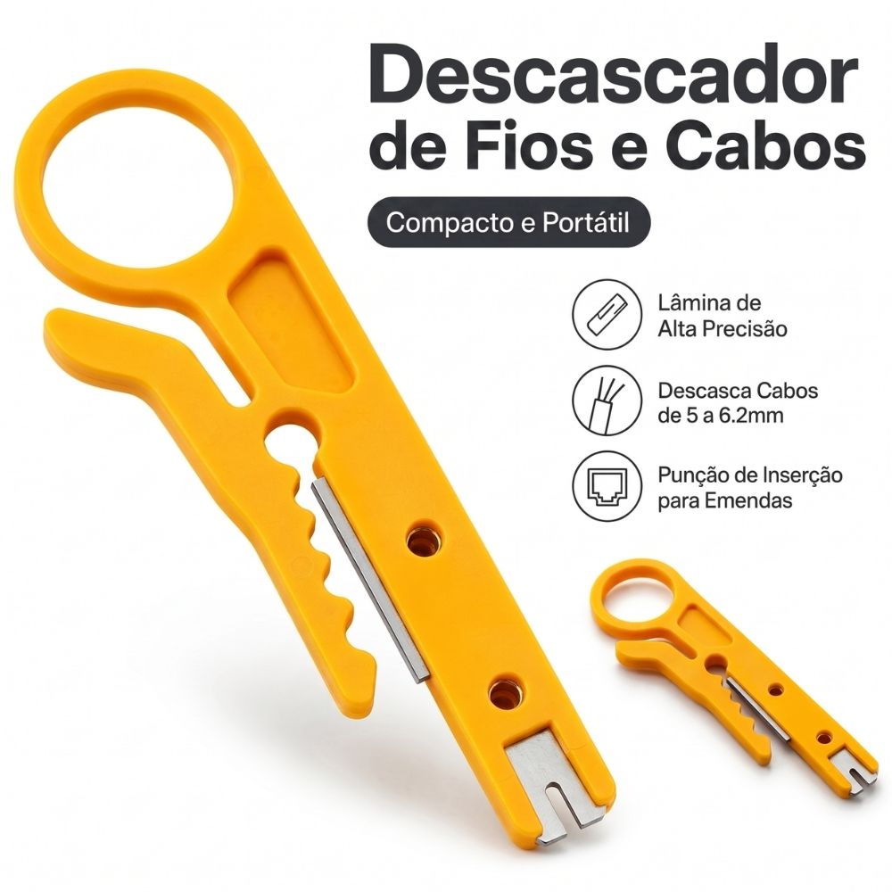 Alicate Multifuncional Para Cabos De Rede RJ45 Descascador E Inseridor Keystone Punch Down