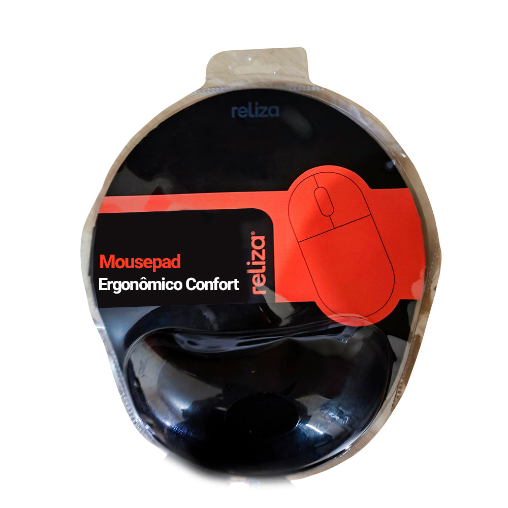 Mousepad Ergonômico 17x22cm, Reliza Compact, Com Apoio de Pulso e Base Antiderrapante - Preto