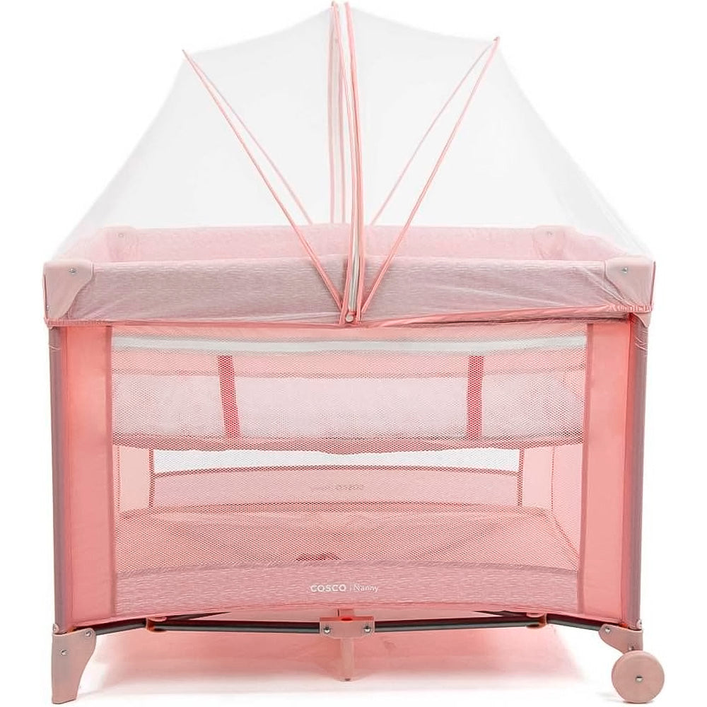 Berço Portátil Cosco Kids, Berço Nanny, de 0 a 18kg, Rosa Rajado