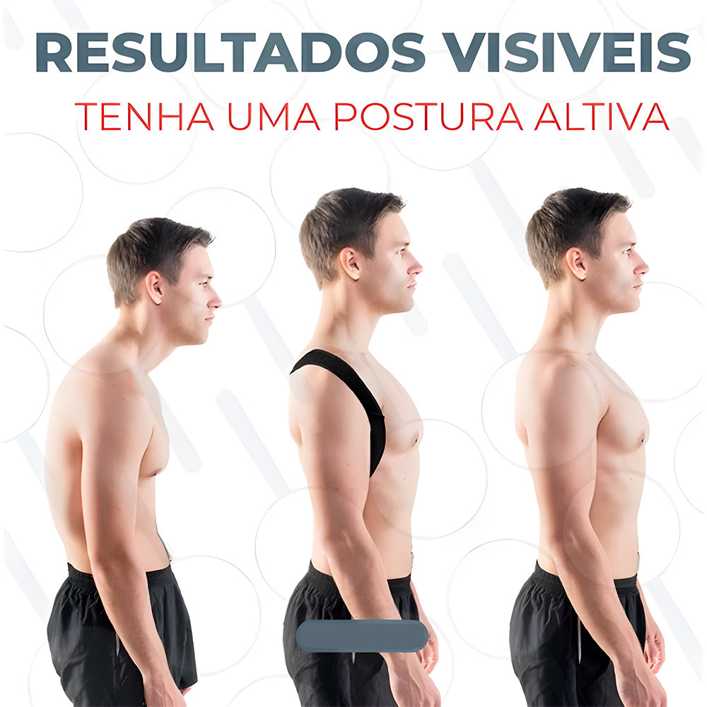 Cinta Colete Corretor de Postura, Corretor de Costas Ajustável, Tamanho M, Para 40 a 80Kg - Preto