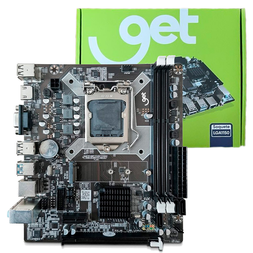 Placa Mãe GET H81 Soquete LGA S1150 DDR3, com Slot para SSD M.2, Gigabit LAN, Porta HDMI e VGA, EFI BIOS, Goldentec