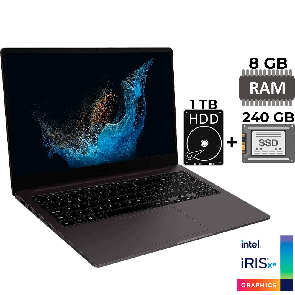 Notebook Galaxy Book2 Core i5-1235U, 8GB, 256GB SSD + 1TB HD, Intel Iris Xe, 15.6 Full HD, NP550XED-KF4BR, Windows 11