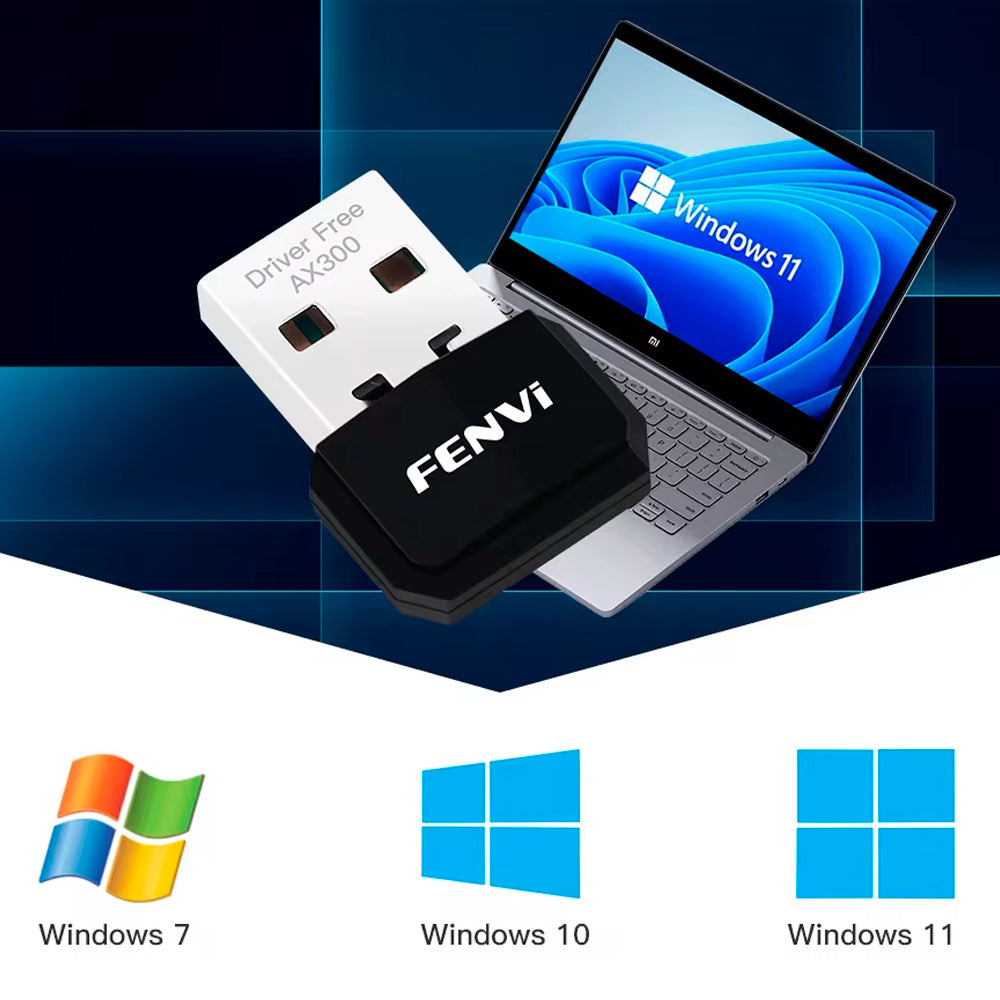 Adaptador Wi-Fi 2.4 Ghz, USB 2.0, 300Mbps, Padrão Wi-Fi 6, Fenvi - AX300