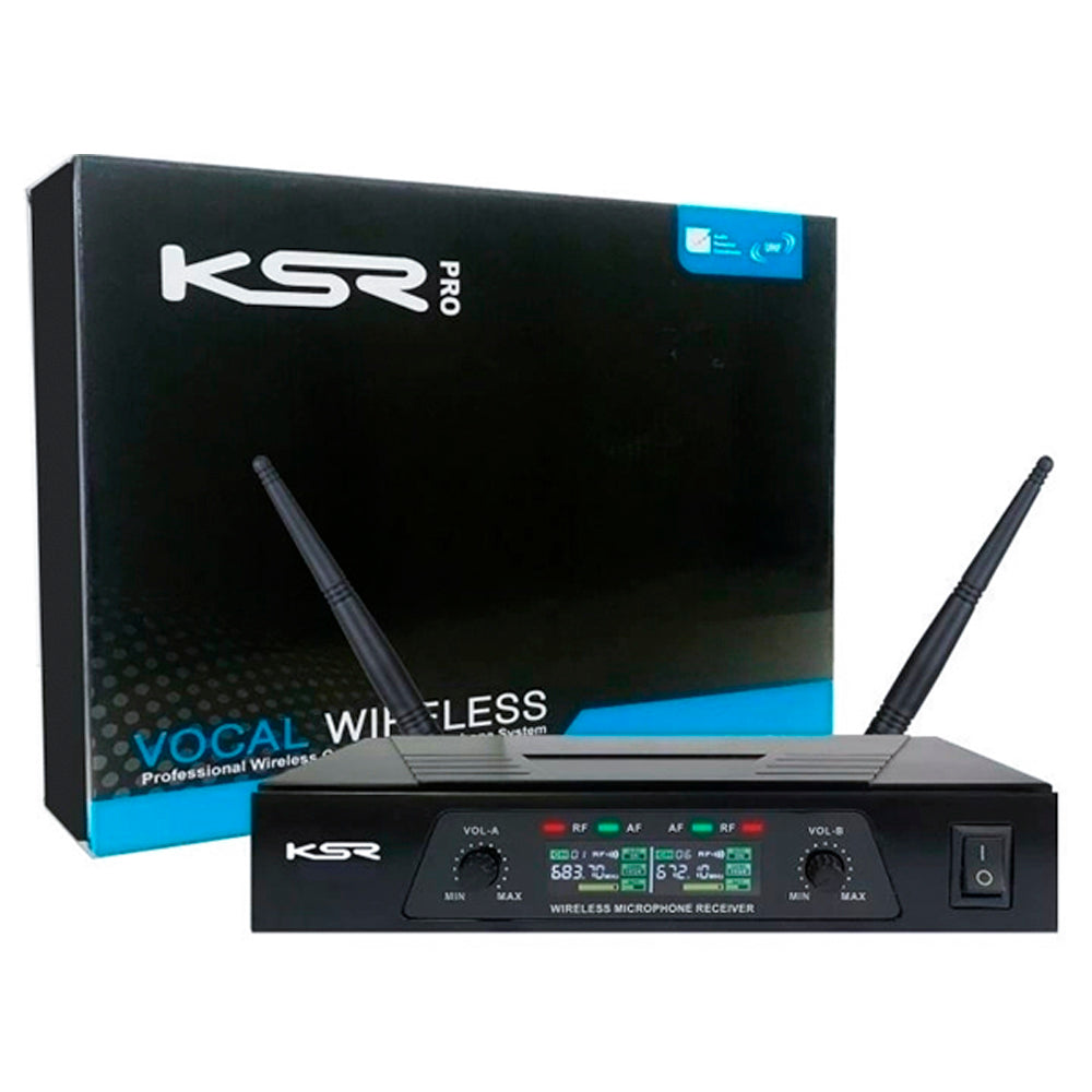 Kit Microfone Headset Sem Fio KSR KT02h + Receptor UHF Com 2 Antenas Com 2 Headset Kt3a e Transmissores