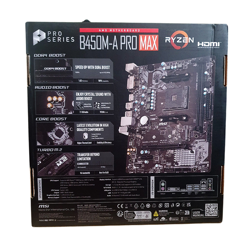 Placa Mãe MSI B450M-A Pro Max, AMD AM4, Micro-ATX, DDR4