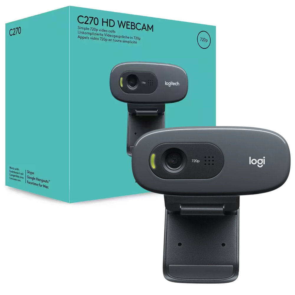 Webcam Logitech C270 HD 3MP, Vídeo 720p 30fps, Microfone Integrado, Widescreen, USB 2.0, 66° FOV, Preto