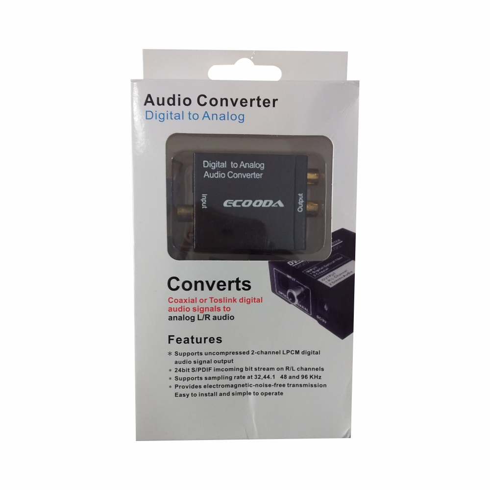 Conversor De Áudio Coaxial Ou Toslink Digital Para Rca Ecooda Ex2719