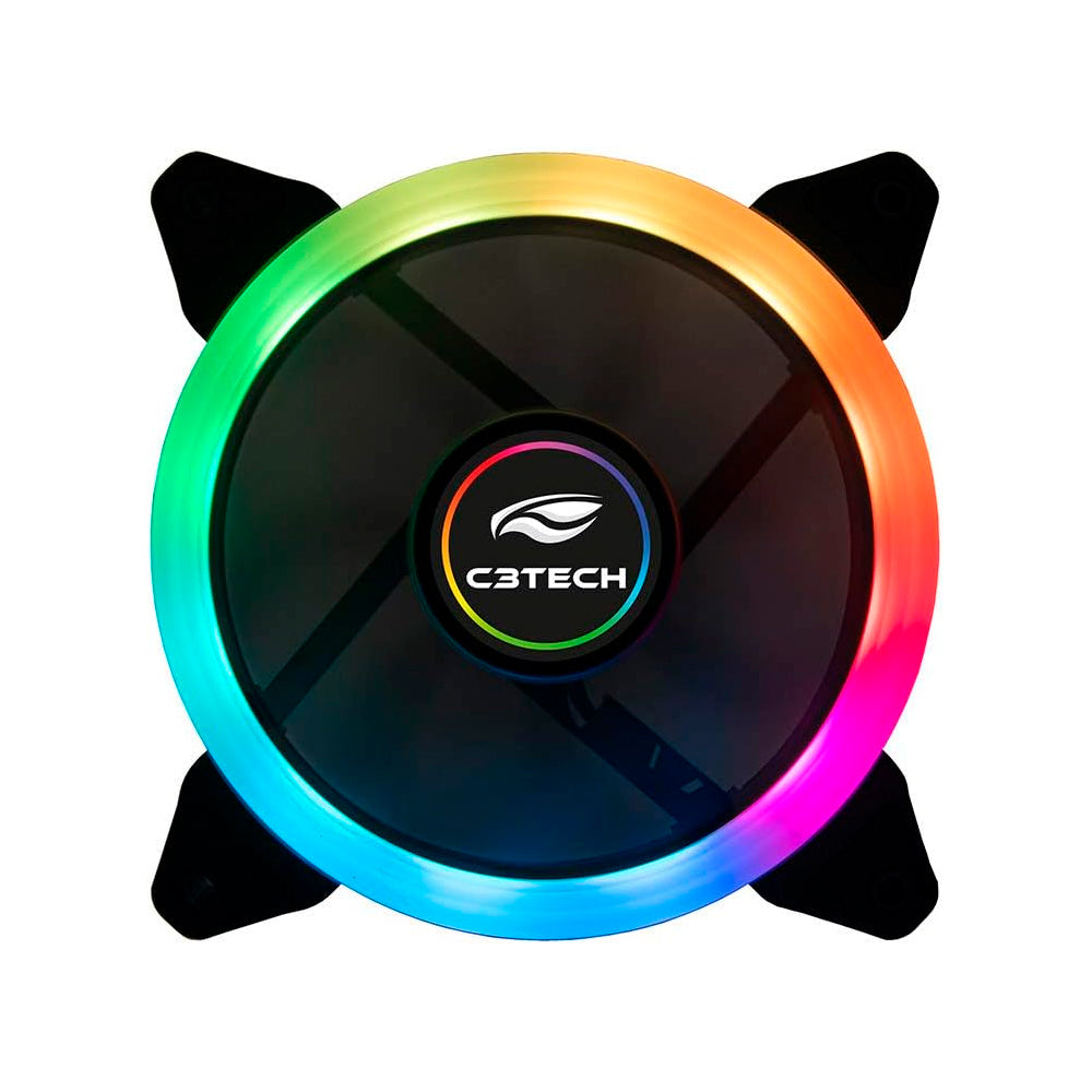 Cooler Fan F7-L200RGB 120mm RGB Gaming com Iluminação LED 256 Cores, C3Tech - Preto