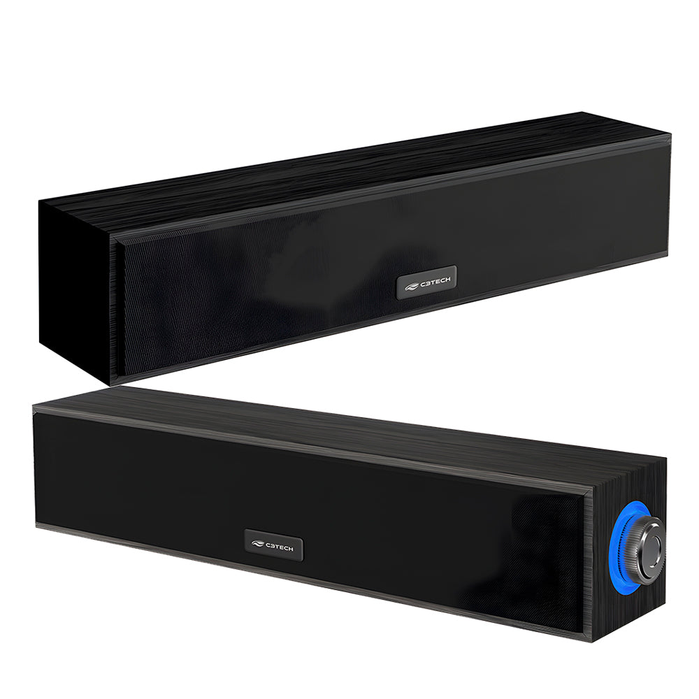 Soundbar 2.0 Conexão P2, Alimentação USB Drive 50mm, 6W, SB-30BK, C3Tech - Preto