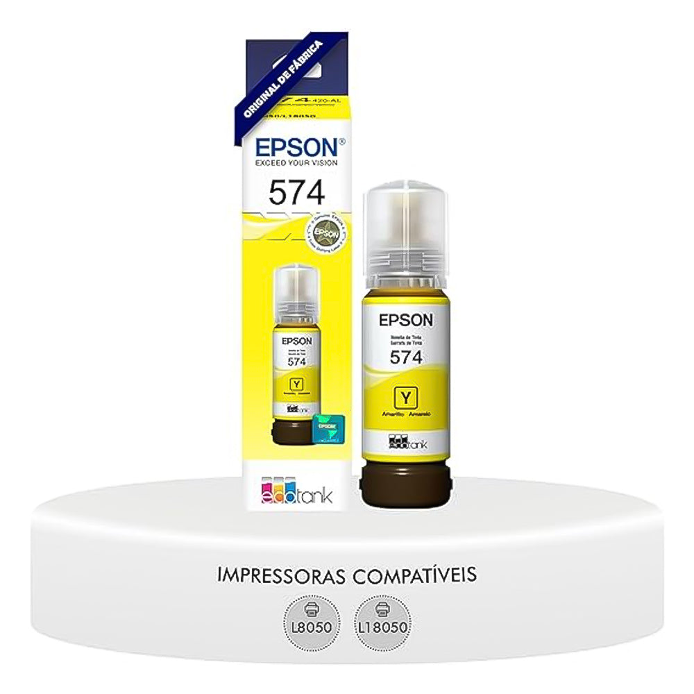Refil de Tinta Epson 574 Amarelo Y 70ml Original T574120 para EcoTank L8050/ L18050