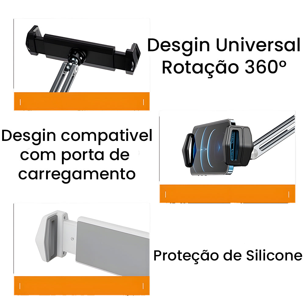 Suporte Smartphones e Tablets Com Braço Articulado Para Mesa - Cinza