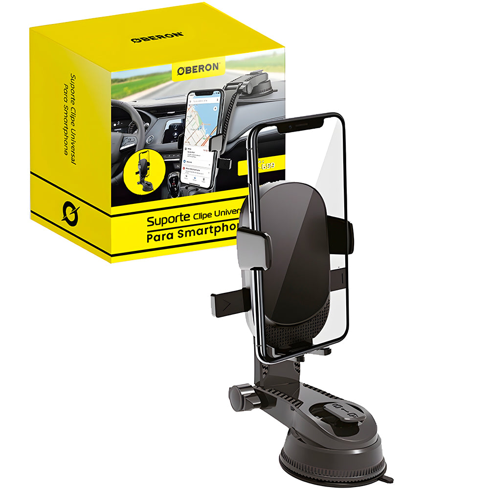 Suporte Veicular Universal Para Smartphone, Clipe, Ajuste 360 Graus, Oberon, OR-699, Preto