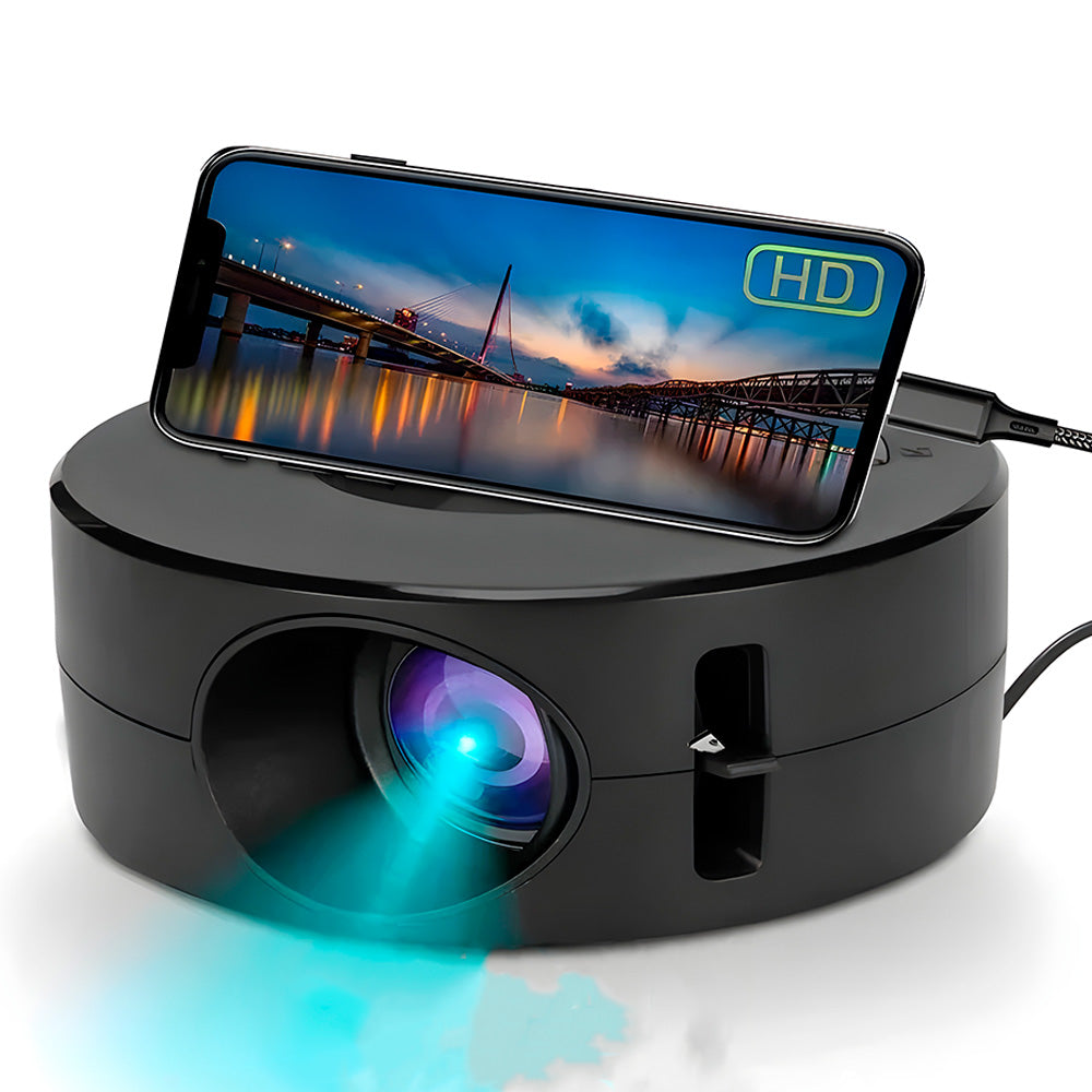 Mini Projetor Portatíl Compatível Com Smartphone, 720P, 1.500 Lúmens, YT200 - Preto