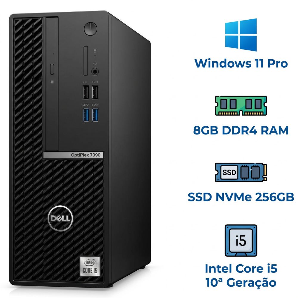 Computador Dell OptiPlex 7090 SFF Intel Core i5 10ª Geração 8GB DDR4 SSD NVMe 256GB Desktop Corporativo