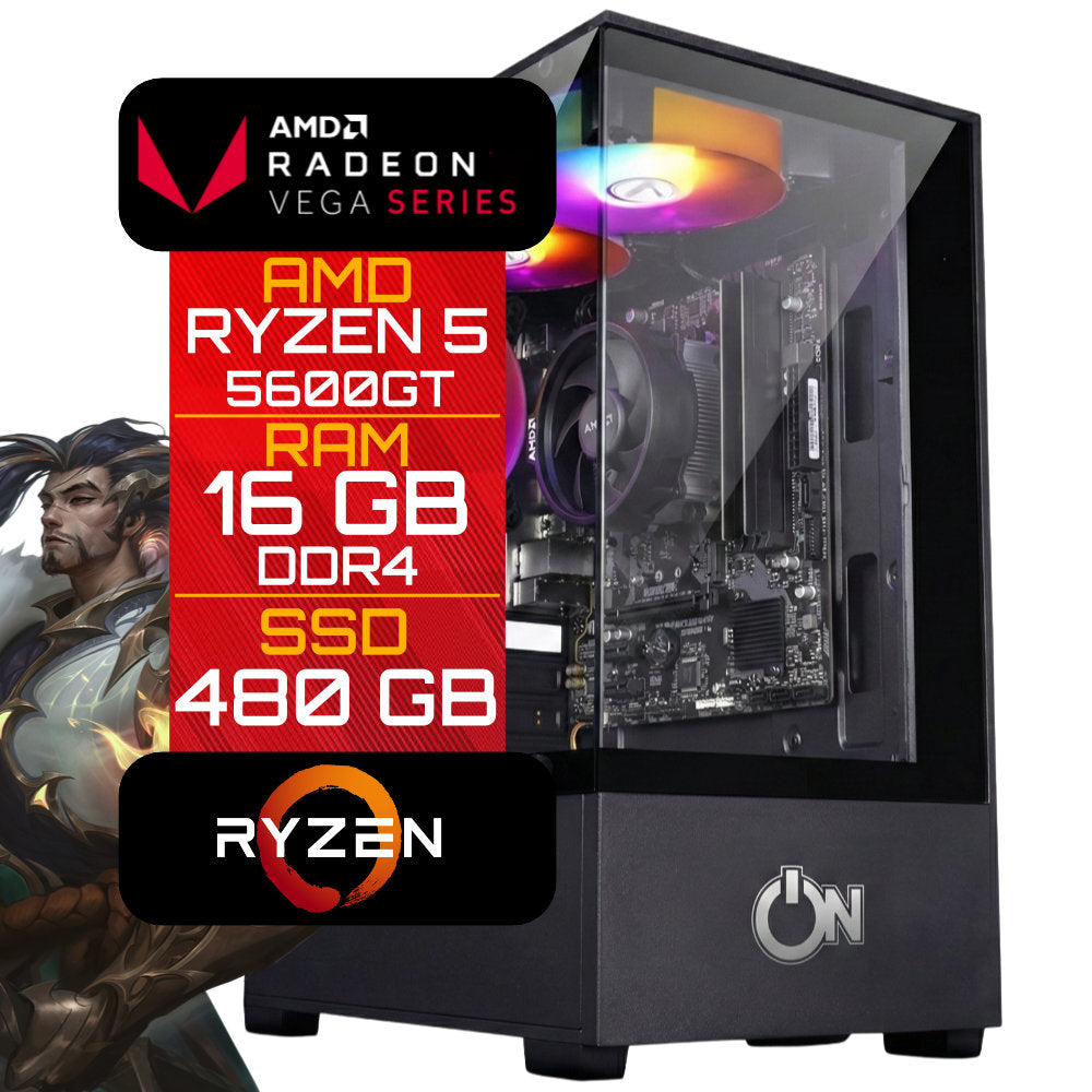 Computador Gamer AMD Ryzen 5 5600GT 16GB RAM (2x8GB) 3200Mhz DDR4 SSD 480GB Vega 7 Fonte 500W 80 Plus