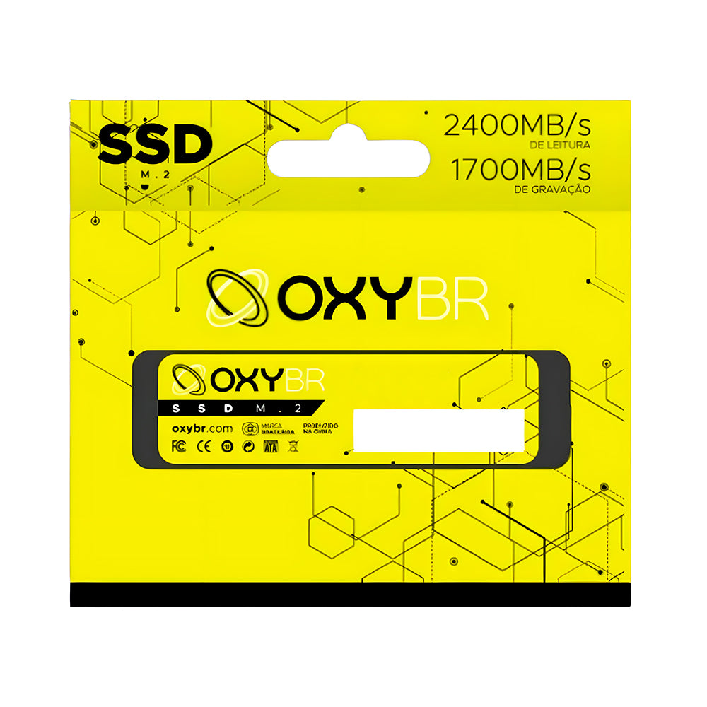 SSD M.2 NVMe 256GB OxyBR, Leitura 2.400MB/s, Gravação 1.700MB/s, OXYBRNVME4/256, 3D NAND TLC, S.M.A.R.T
