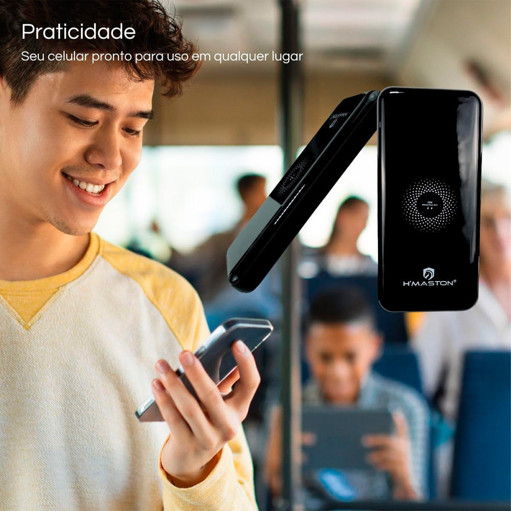 Carregador Portátil, Power Bank, 4 Saídas ( Lightning, Tipo-C, Micro USB, USB-A), 10.000mAh, H'Maston, YD-25, Preto