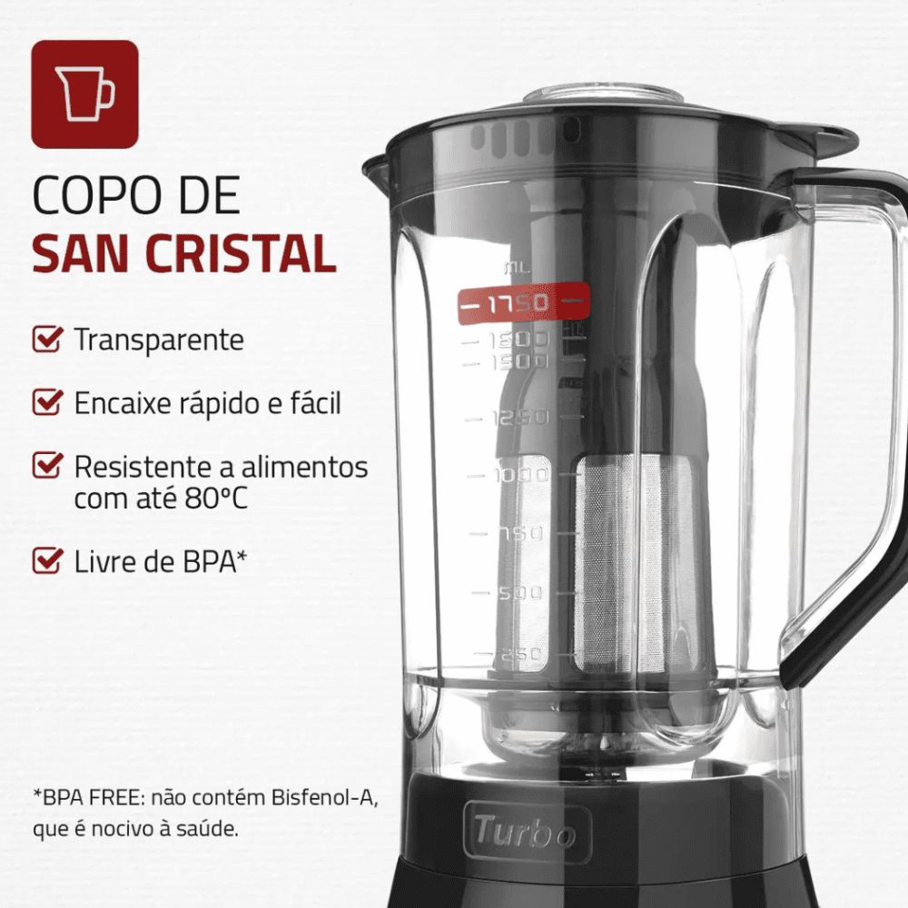Liquidificador Mondial L-900 FB Com Filtro ,Copo de Acrílico, 5 Velocidades + Pulsar, 900W, 220V - Preto