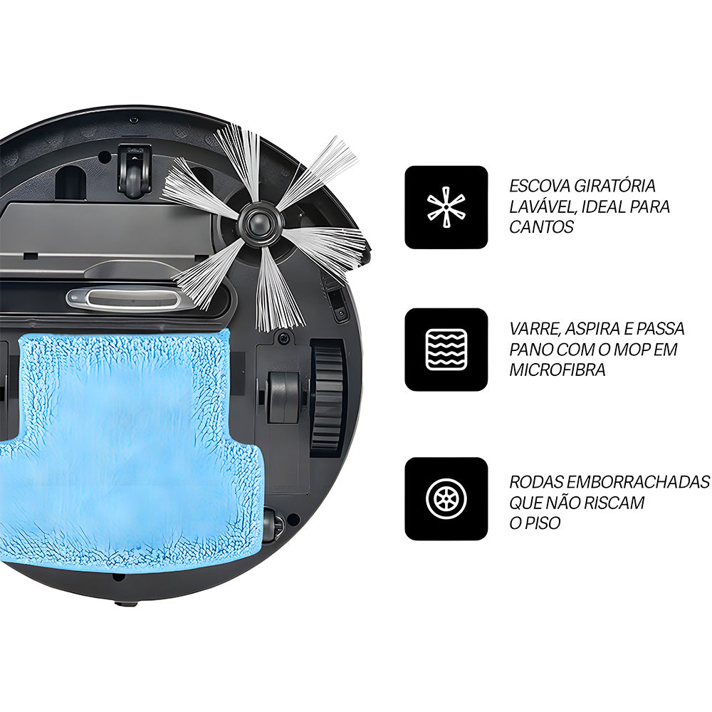 Robô Aspirador Eclipse 3 em 1 Varre, Aspira e Passa Pano 20W Bivolt - HO410
