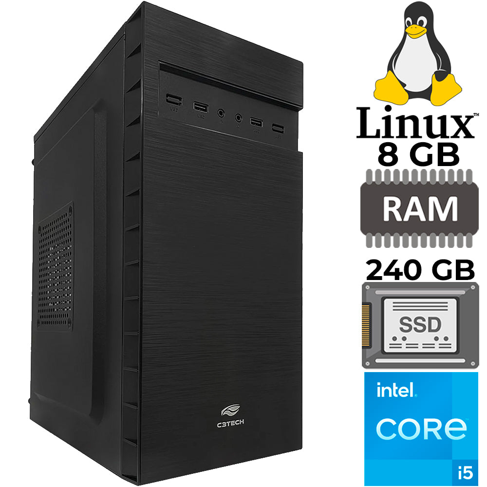 Computador Core i5 3570, SSD 240GB, Memória Ram 8GB, Gab MT-32BK, Linux