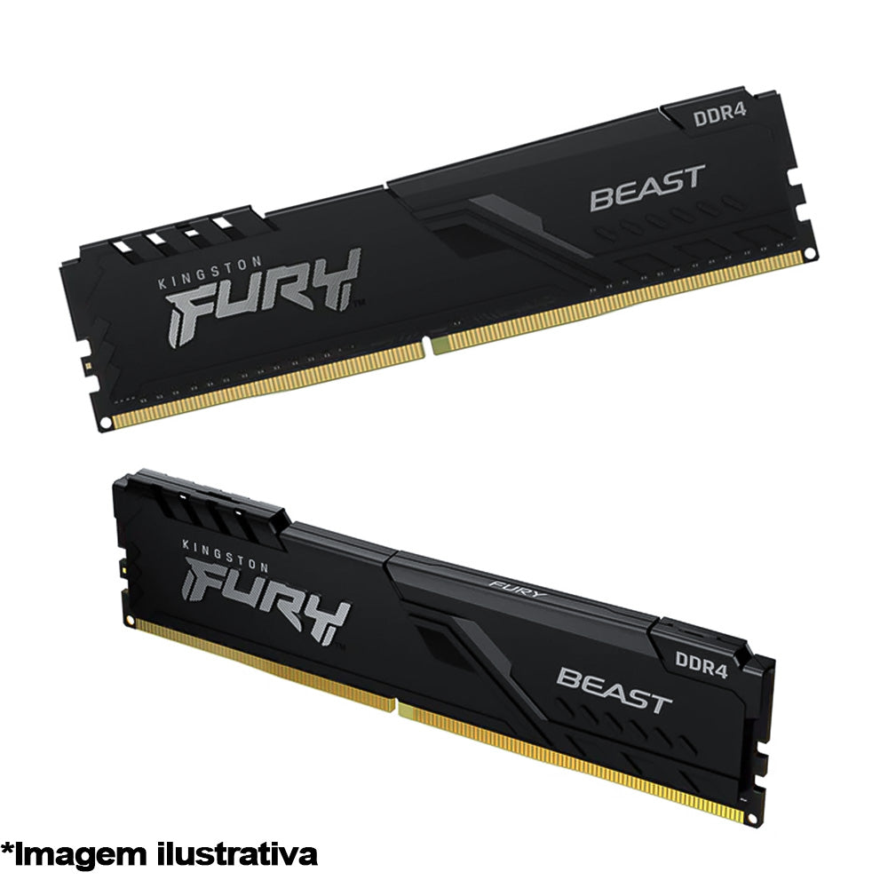 Memória Ram Desktop Fury Beast, 8GB, 3200MHz, DDR4, CL16, Kingston KF432C16BB/8 Preto