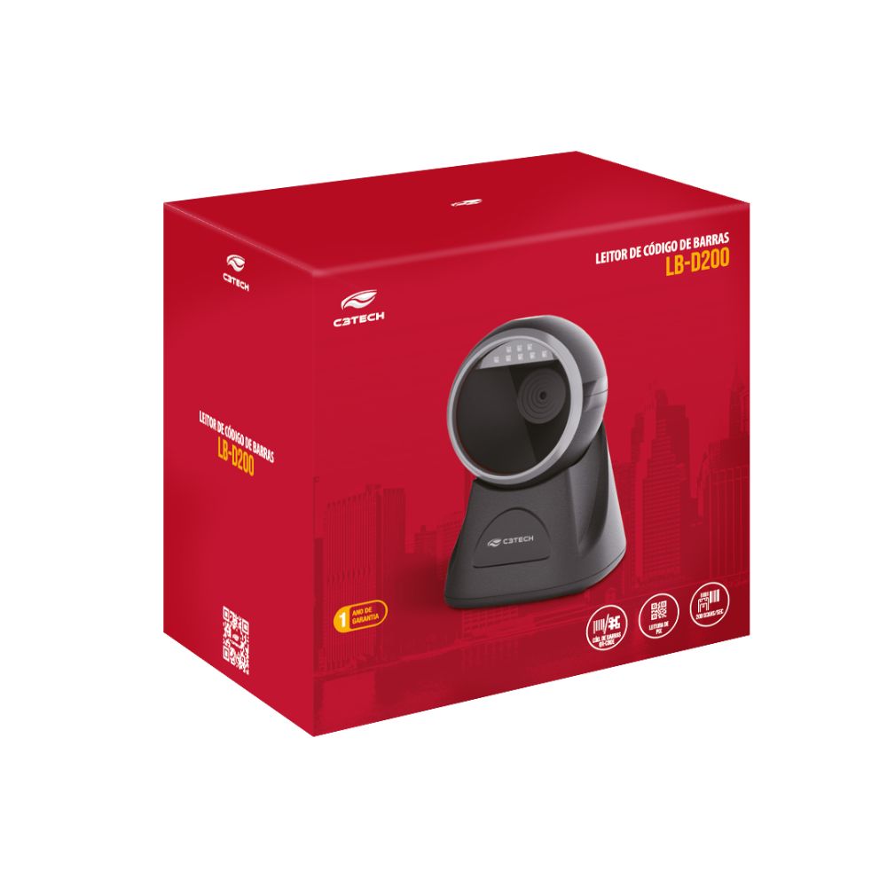 Leitor Código 1D/2D USB LB-D200BK C3Tech