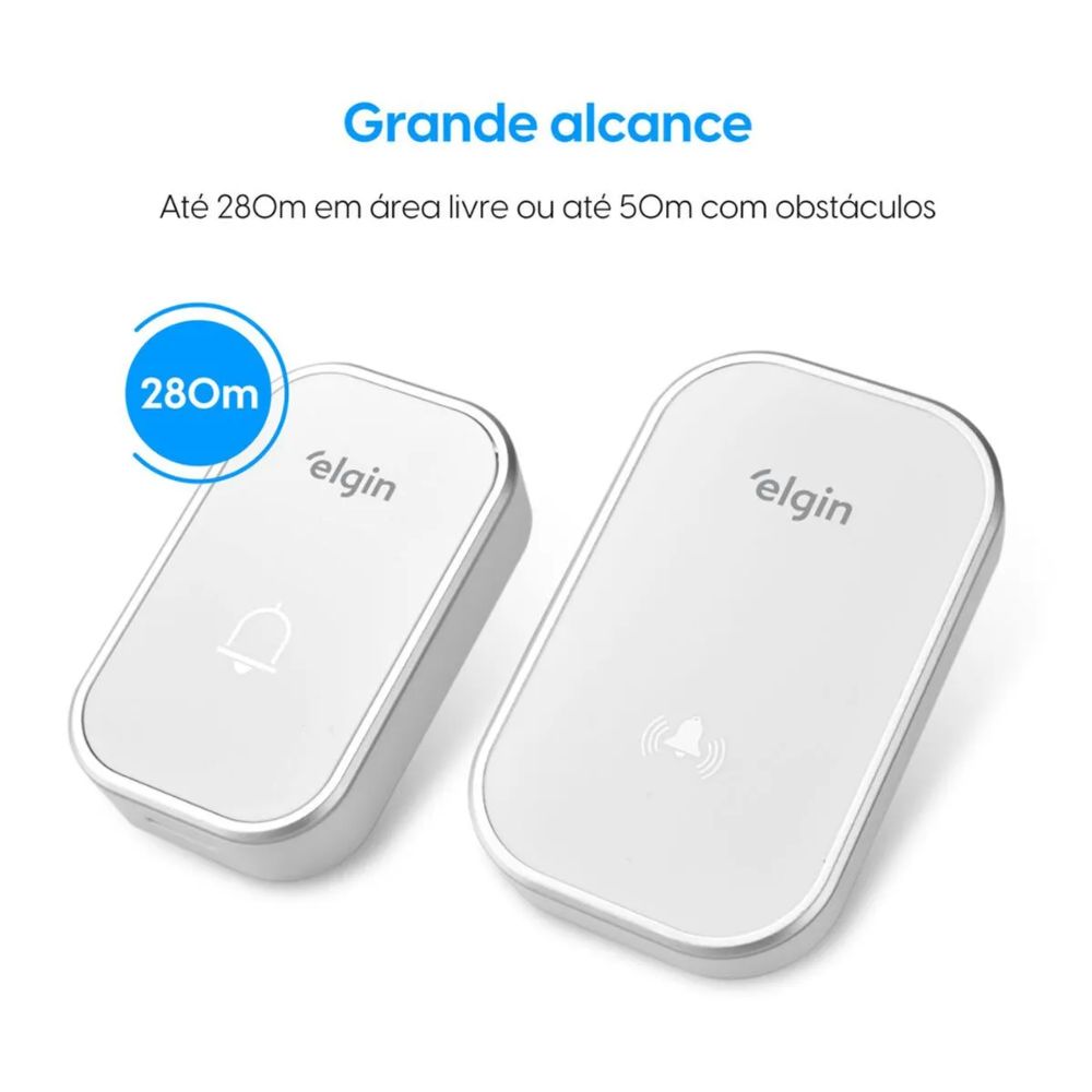 Conjunto de Campainha Elgin Sem Fio 280m Bivolt, Branco (46RCAMPSFB00)