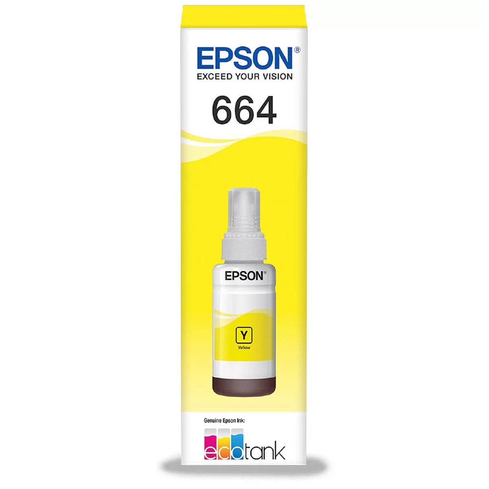Refil de Tinta Epson 664 Amarelo 70Ml T664320 Rende até 4.000 Páginas, Para L110/L120/L210/L220/L300 (Caixa)