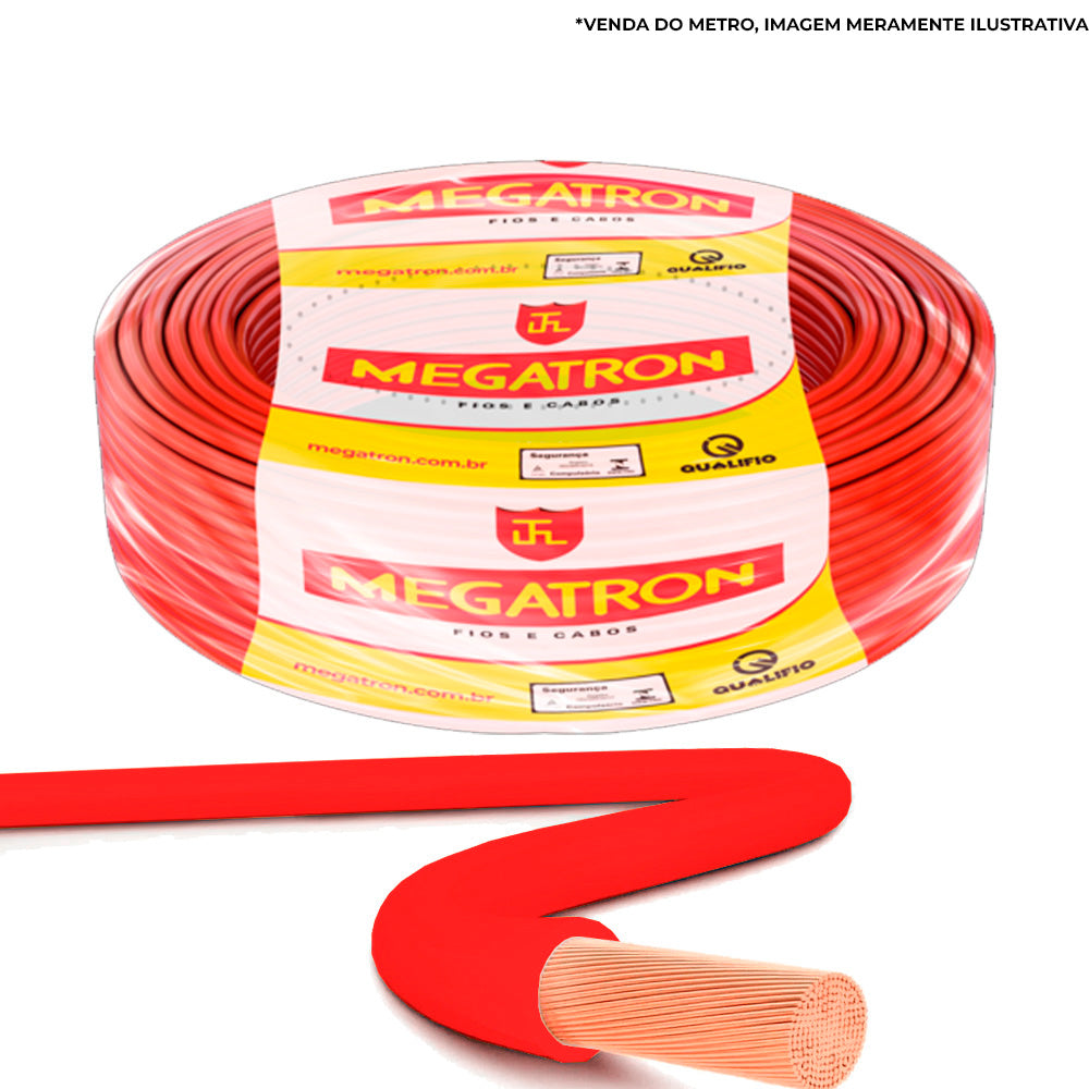Metro de Cabo Flexível Fio Elétrico Megatron 6MM 750V - Vermelho